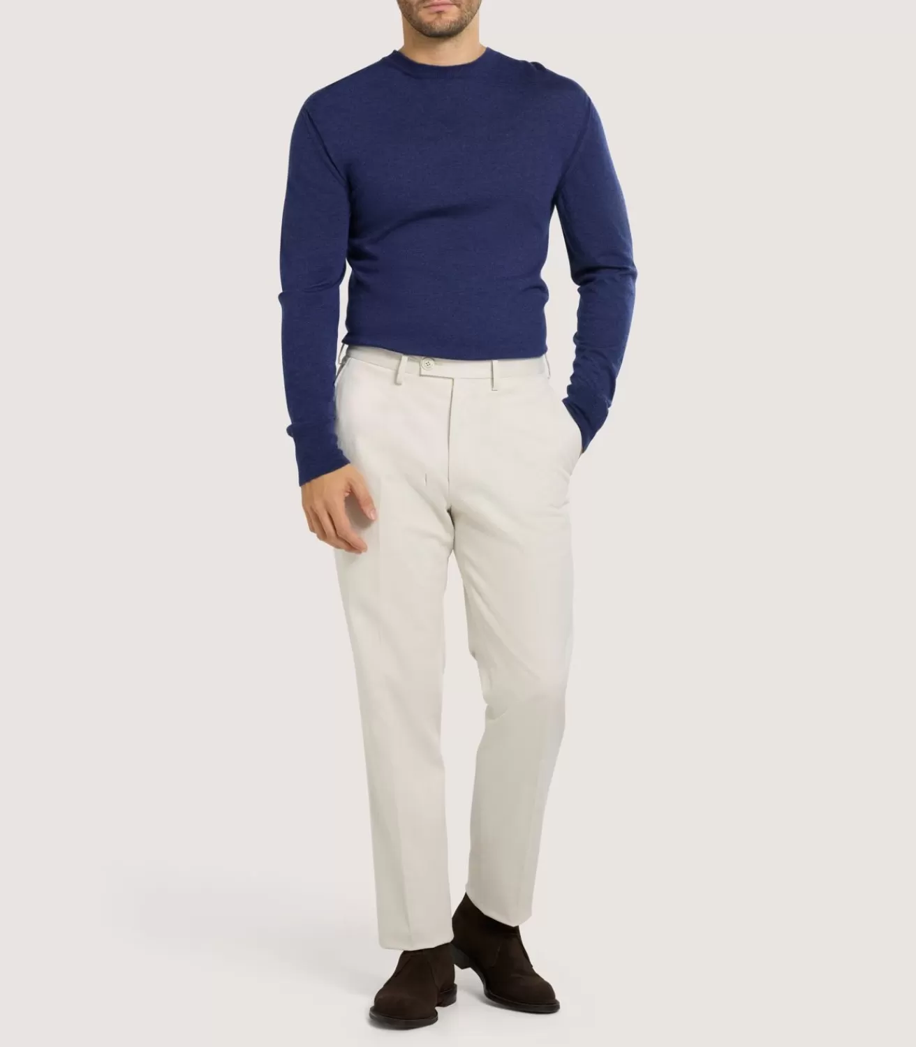 Men'S Cashmere Seamless Crew Neck In Canvas Blue*Purdey Sale