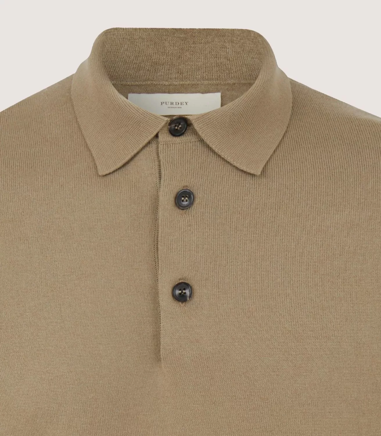 Men'S Cotton Cashmere Fine Gauge Short Sleeve Polo In Twine*Purdey Clearance