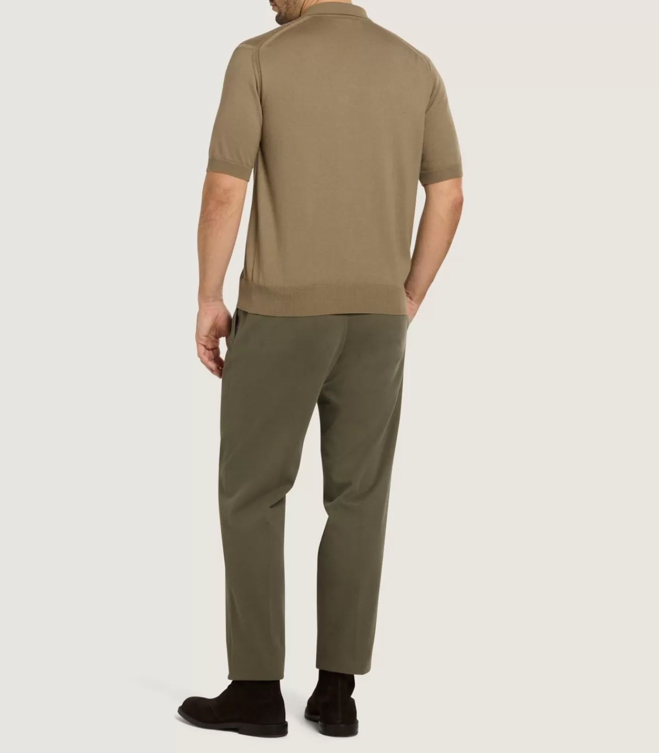 Men'S Cotton Cashmere Fine Gauge Short Sleeve Polo In Twine*Purdey Clearance