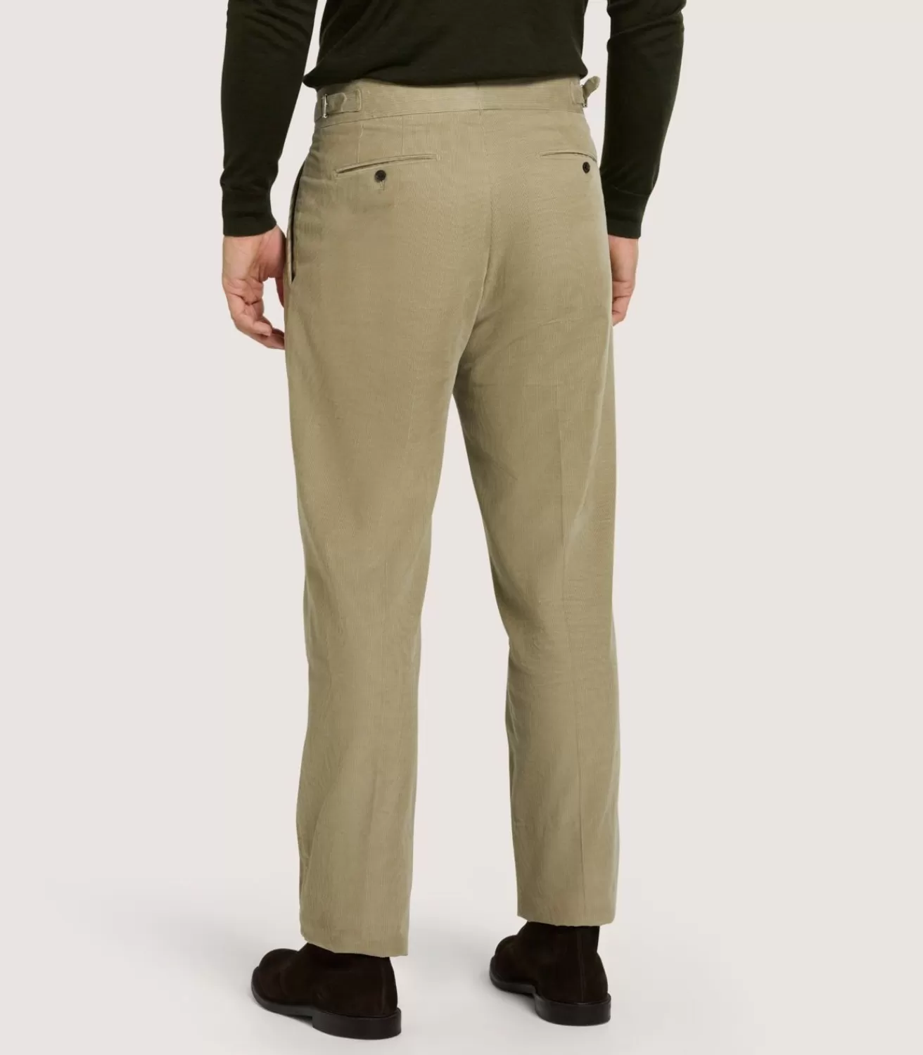 Men'S Cotton Corduroy Side Buckle Trouser In Pale Stone*Purdey Clearance