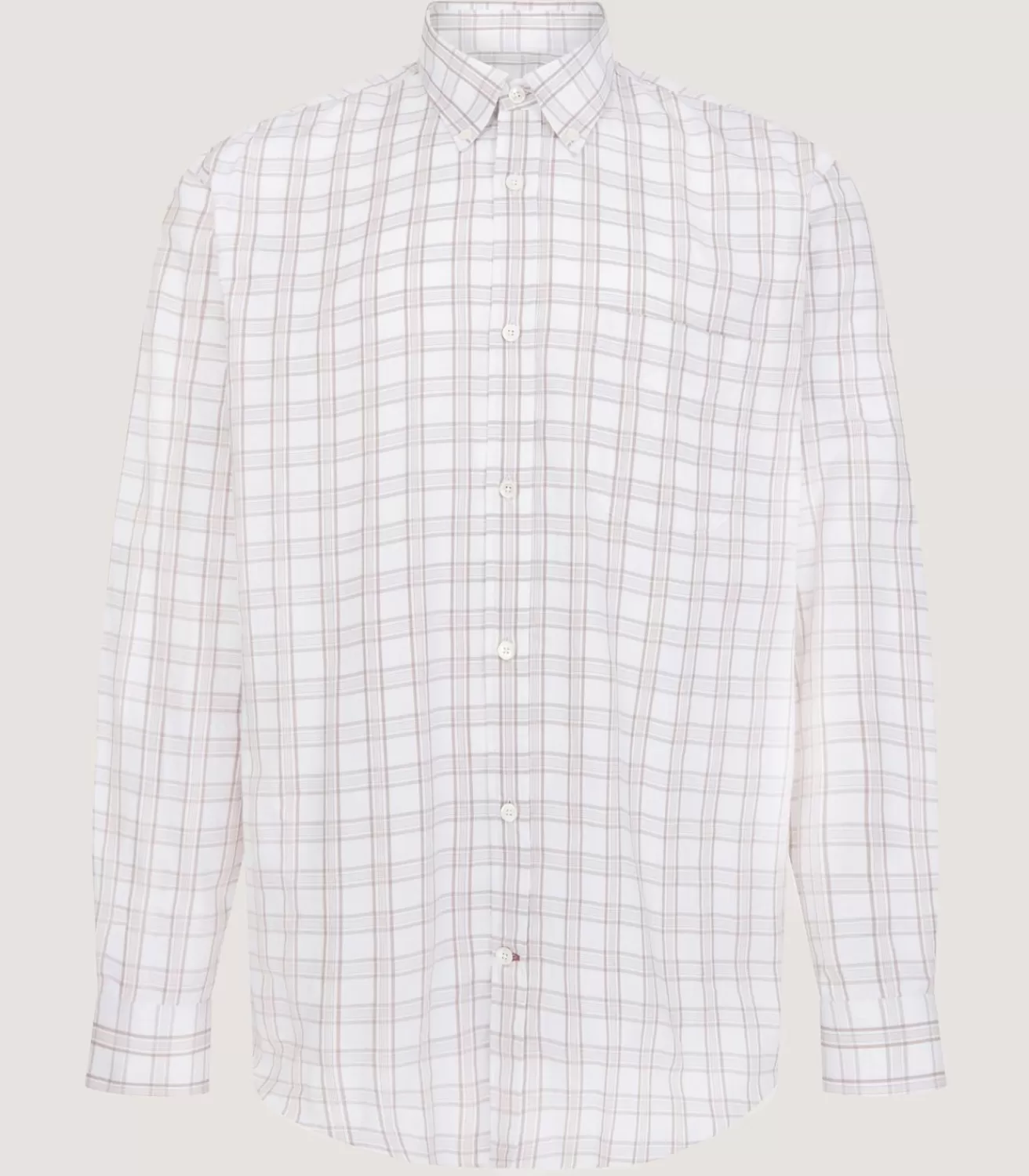 Men'S Light Cotton Check Button Down Shirt In Taupe*Purdey Best