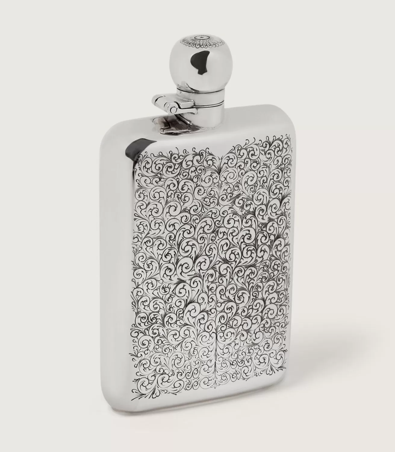 6Oz Sterling Silver Gun Scroll Engraved Flask With Walnut Case*Purdey Best