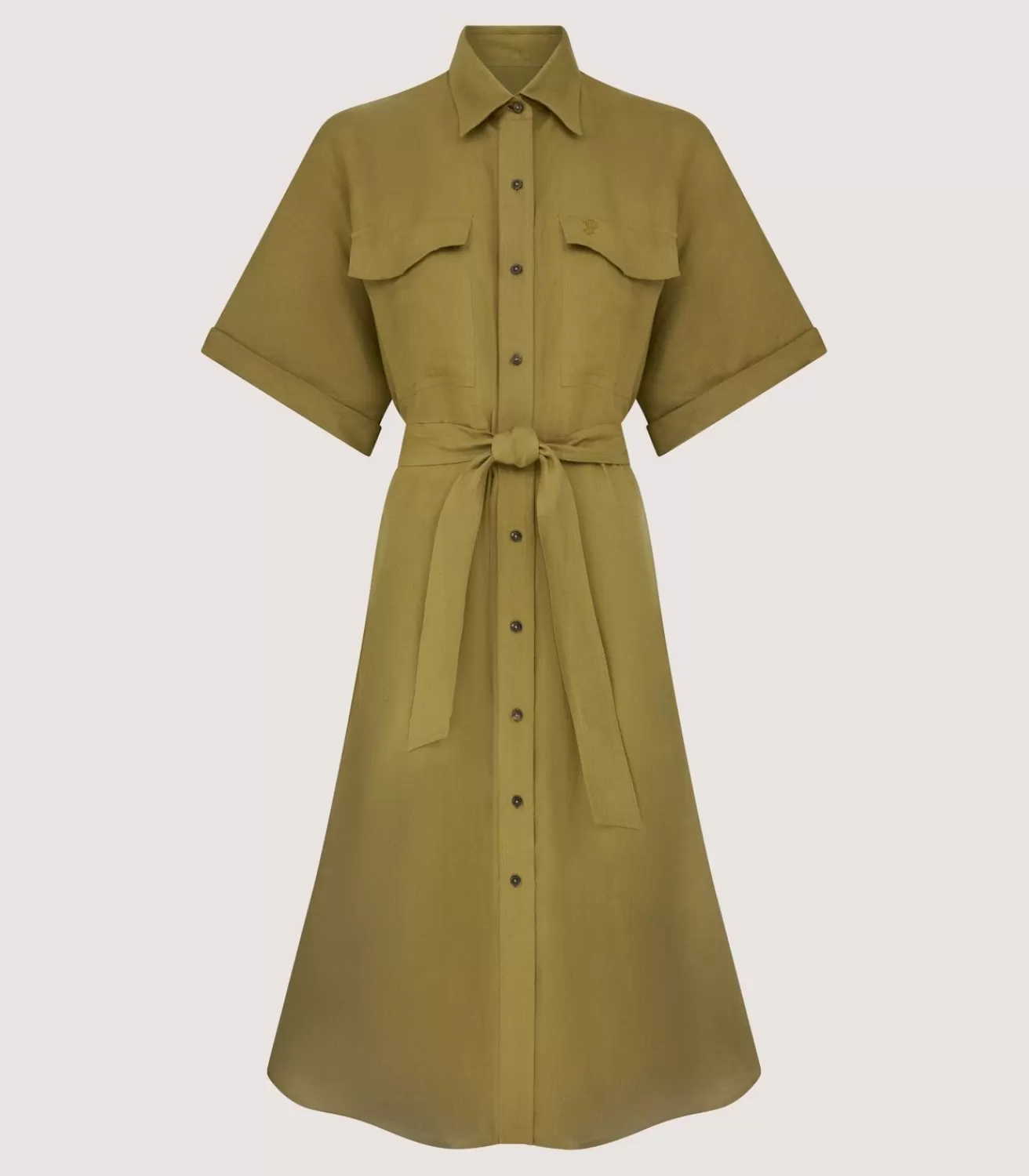 Women'S Belted Linen Shirt Dress In Ochre*Purdey Hot