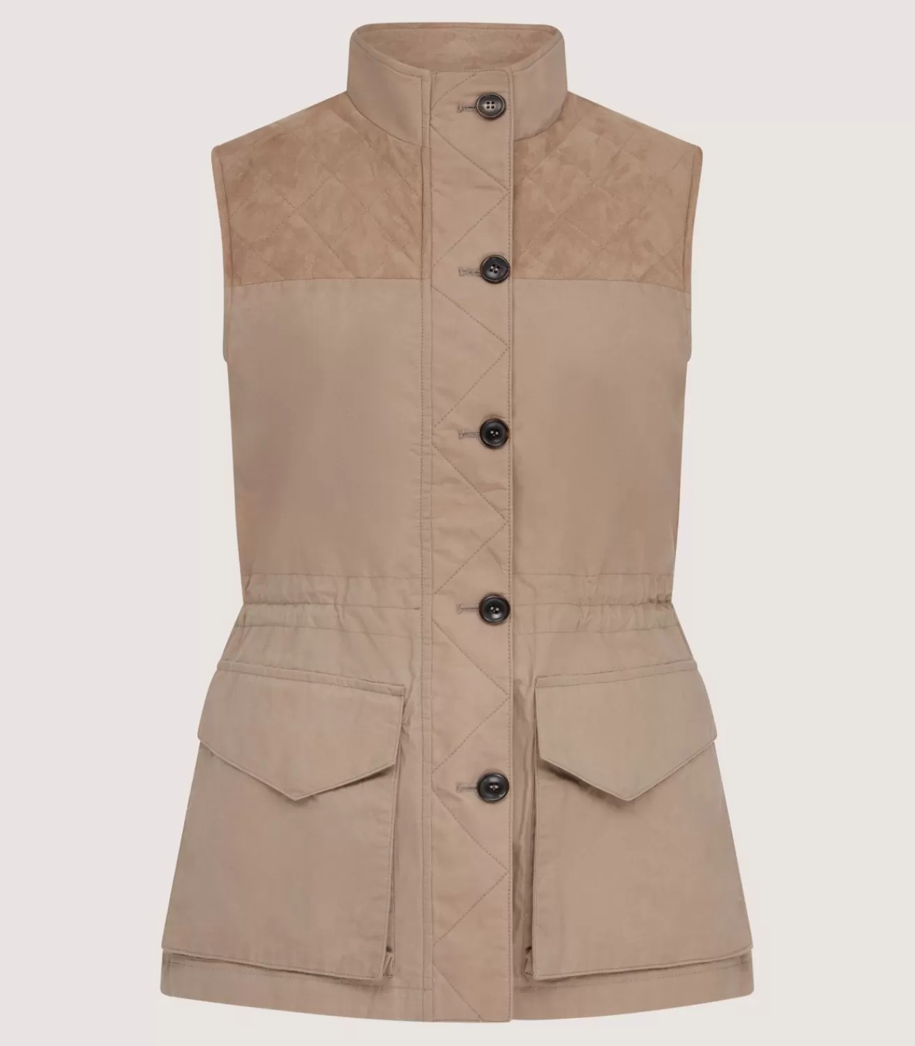 Women'S High Collar Dry Wax Summer Sporting Vest In Taupe*Purdey Store