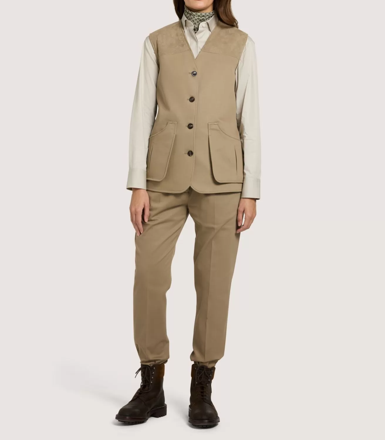 Women'S High Collar Dry Wax Summer Sporting Vest In Taupe*Purdey Store