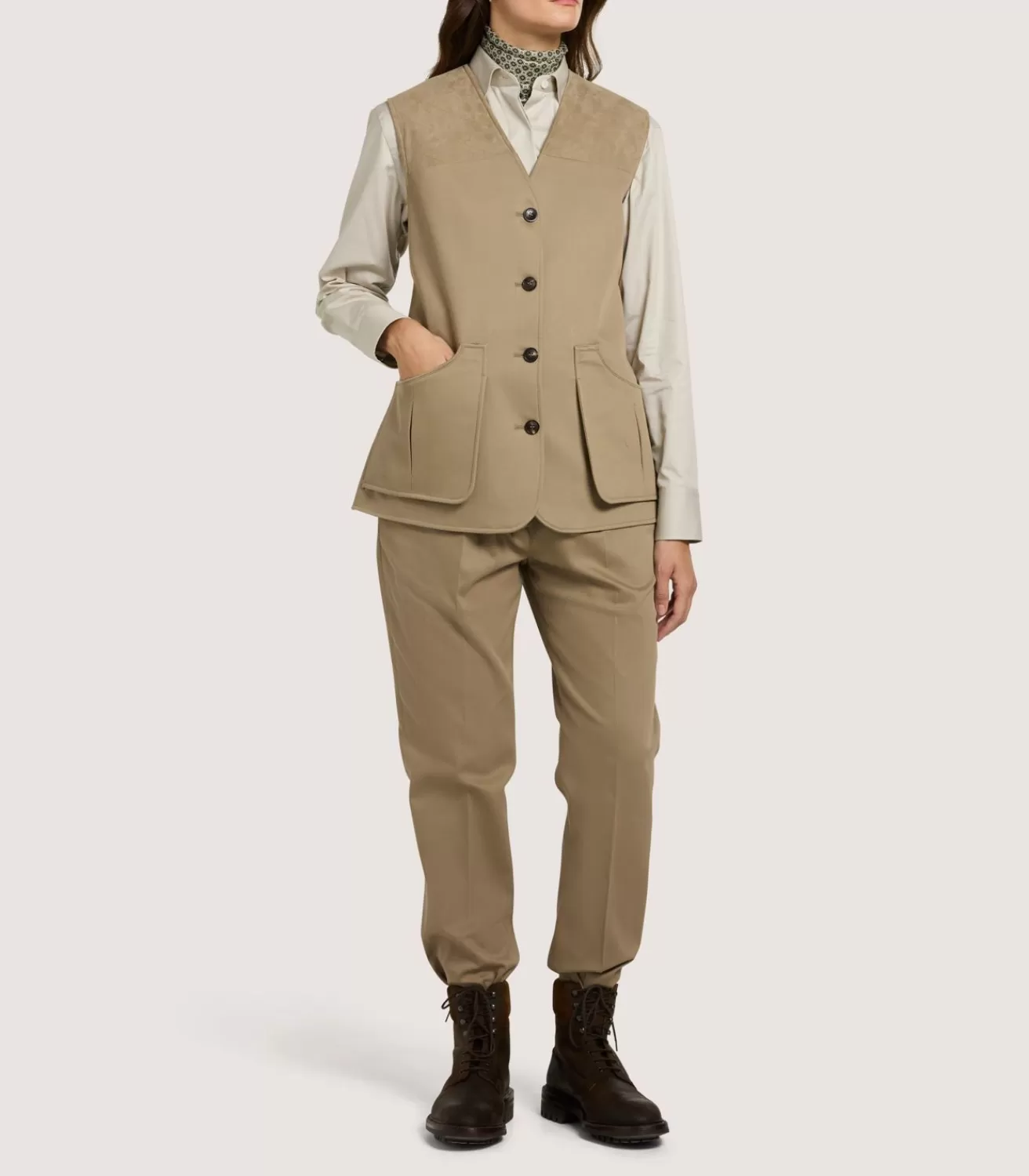Women'S High Collar Dry Wax Summer Sporting Vest In Taupe*Purdey Store