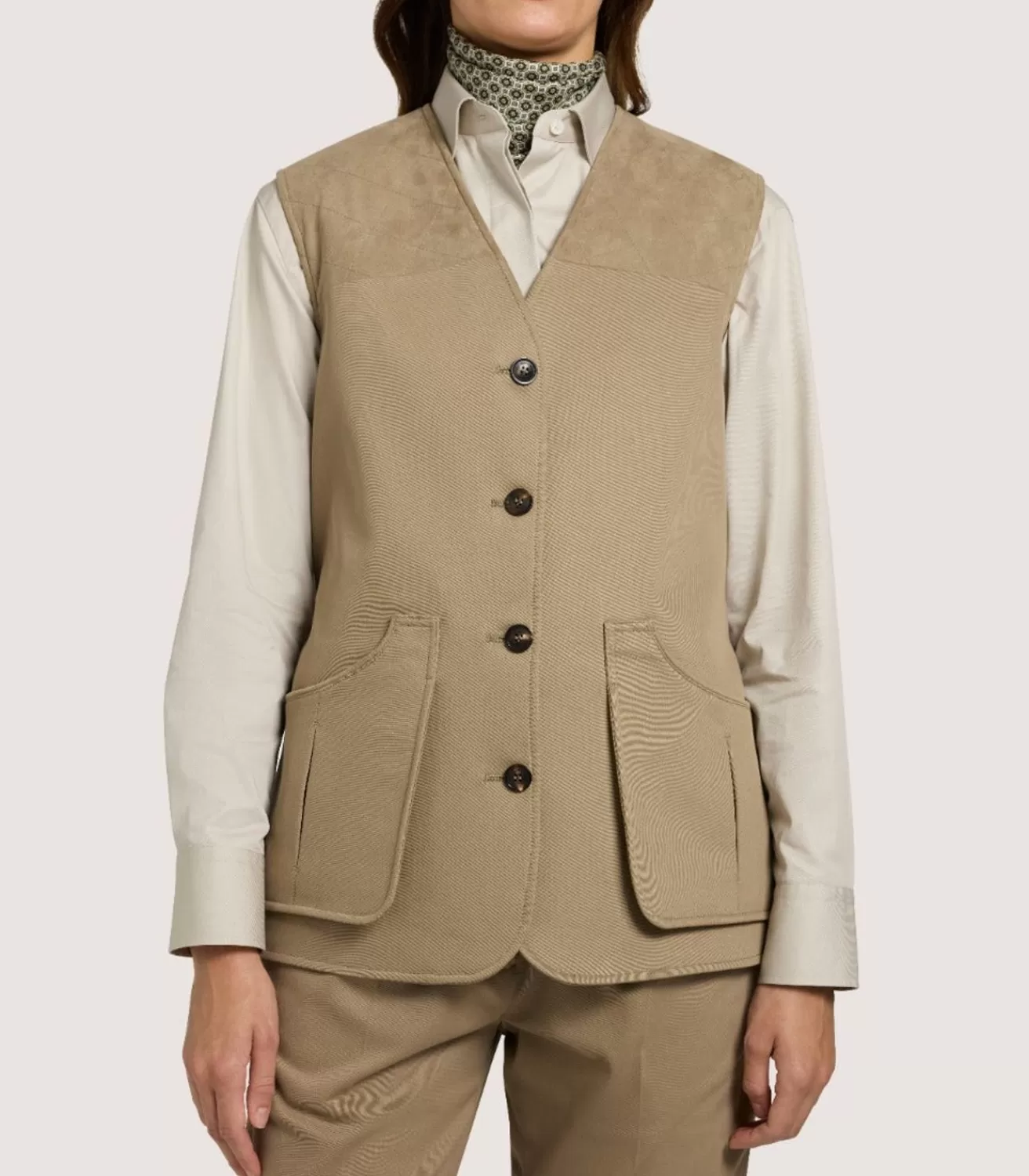 Women'S High Collar Dry Wax Summer Sporting Vest In Taupe*Purdey Store